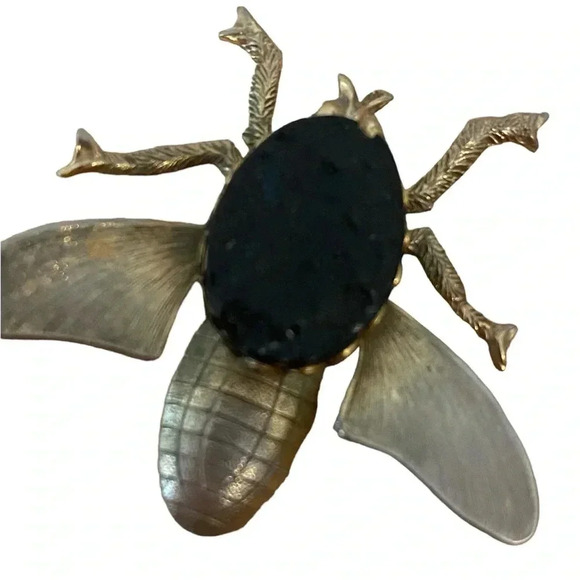 Vintage Metal Light Bronze Bumble Bee Pin Brooch - Picture 5 of 8